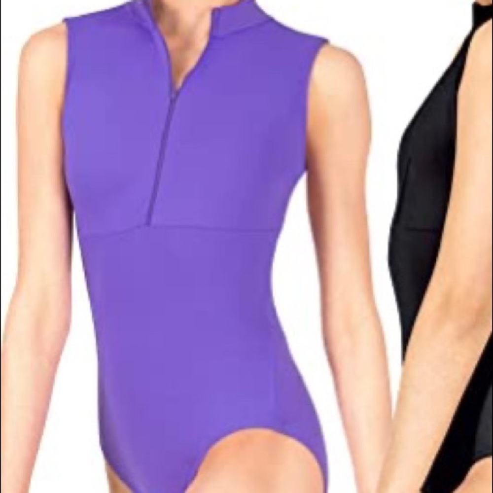 BAL TOGS BLACK ZIP UP BODY SUIT